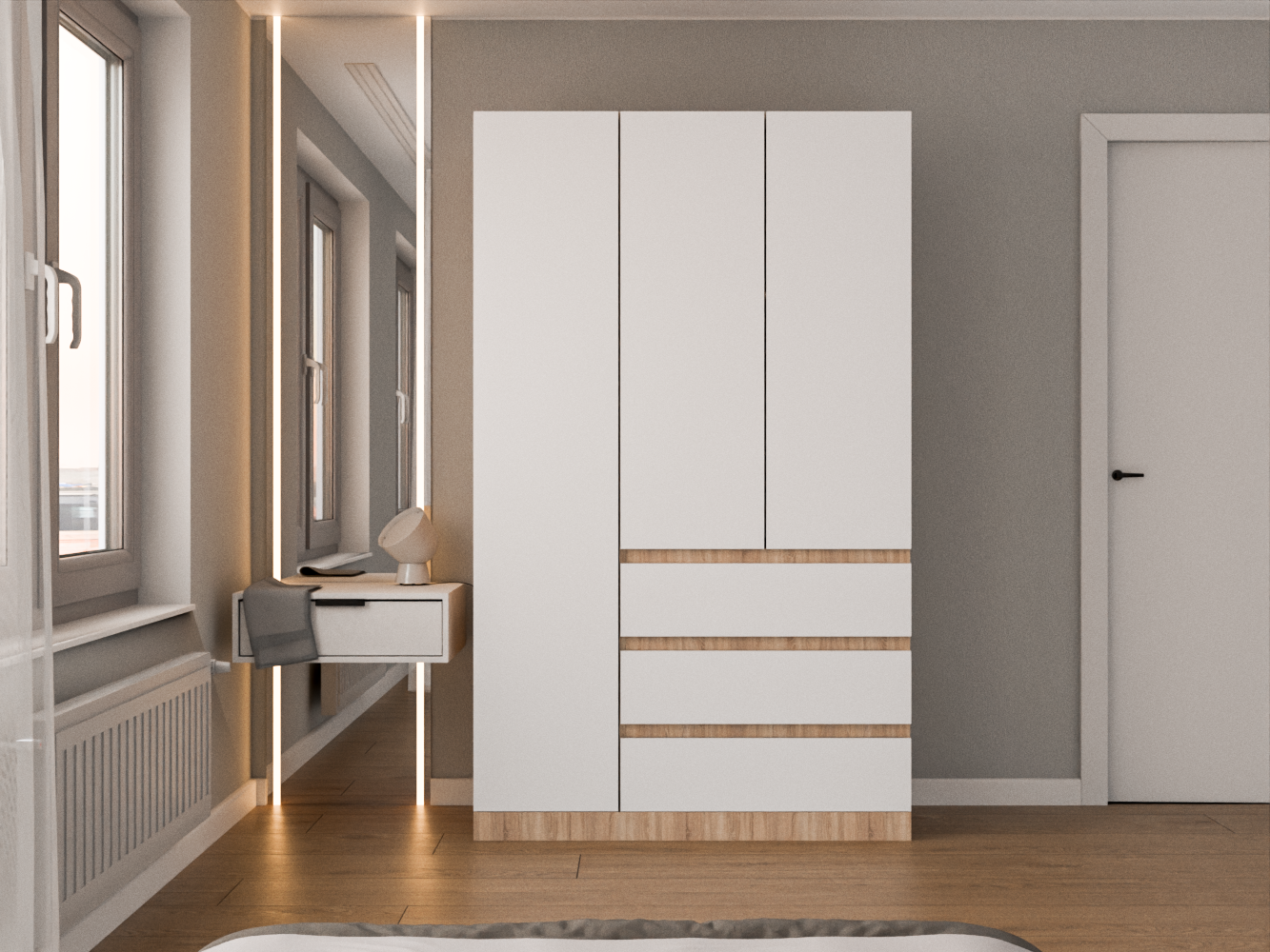 Распашной шкаф Мальм 314 oak white ИКЕА (IKEA) изображение товара